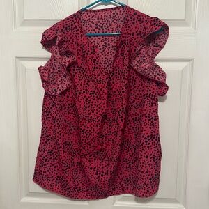 Pink and black dotted blouse